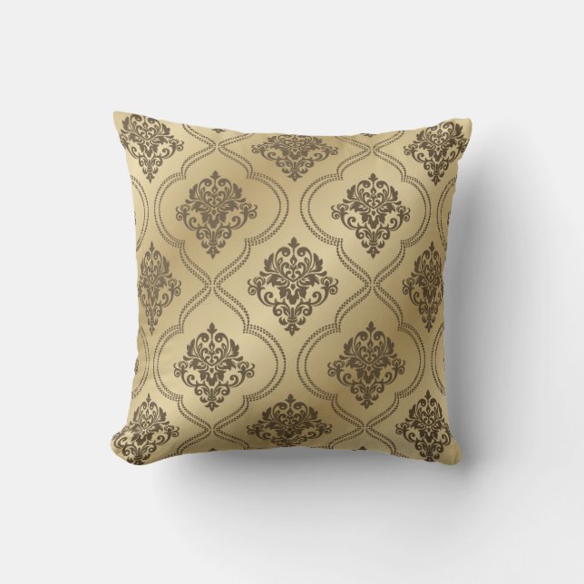 Elegant Two Colour Shaded Decorative Damask Patter Cushion (Front)