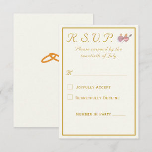 Elegant Two Hearts Catholic Wedding RSVP Card