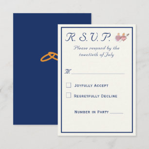 Elegant Two Hearts Catholic Wedding RSVP Card