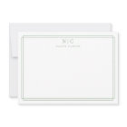 Elegant Two Monogram Sage Green Geometric Border 