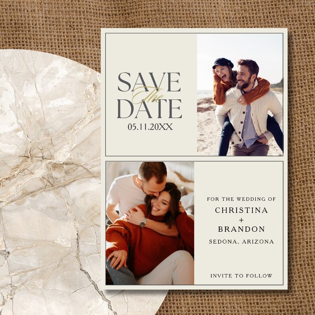 Elegant Two Photo Modern Wedding Save The Date (Elegant Two Photo Modern Wedding Save The Date)