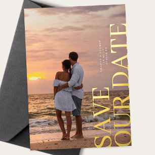 Elegant Two Photo Wedding GOLD Save The Date