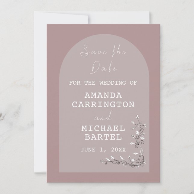 Elegant Two-Tone Arch Save the Date Card (Front)