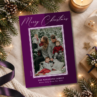 Elegant Two-Tone Purple Minimalist Christmas Holiday Card