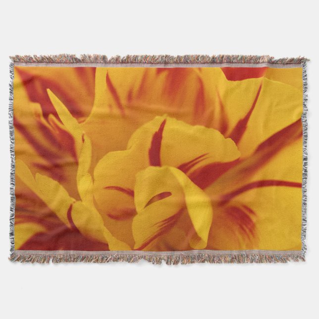 Elegant Two-Tone Red Gold Monsella Tulip Throw Blanket (Front)