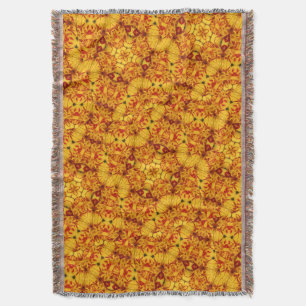 Elegant Two-Tone Red Gold Monsella Tulip Throw Blanket