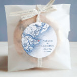 Elegant Tybee Island Georgia Map Wedding Favour Classic Round Sticker<br><div class="desc">Add a touch of Tybee Island charm to your wedding favours with our navy blue Tybee Island map round "thank you" stickers, featuring an elegant navy blue design inspired by iconic venues like like Tybee Island Wedding Chapel, The Tybee Island Inn, Hotel Tybee, Beachview Club Hotel, and The DeSoto Beach...</div>