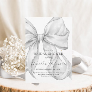 Elegant, tying the knot bridal shower white bow. invitation