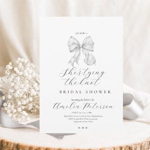 Elegant, tying the knot bridal shower white bow. invitation