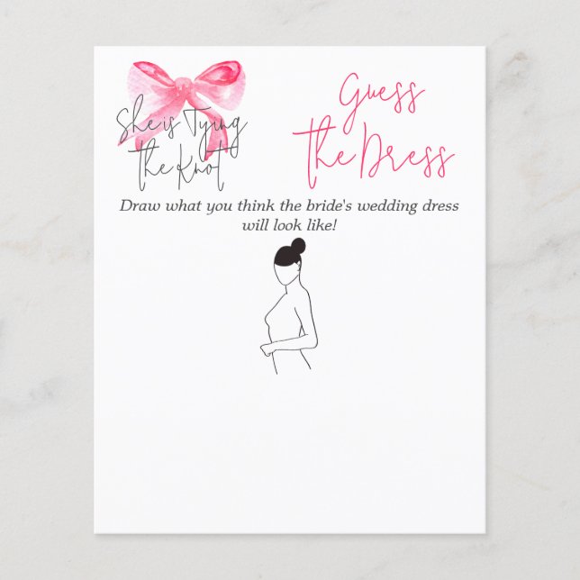 Elegant Tying the Knot Pink Bow Bridal Shower Game (Front)