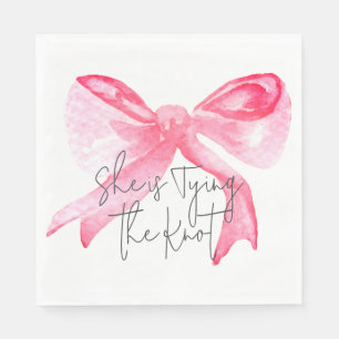 Elegant Tying the Knot Pink Bow Bridal Shower Napkin