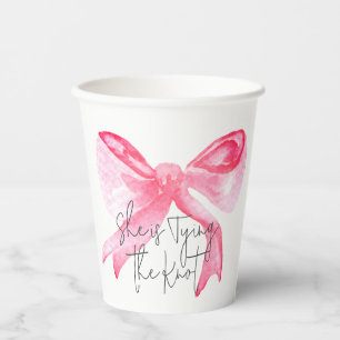 Elegant Tying the Knot Pink Bow Bridal Shower Paper Cups