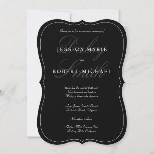 Elegant Type Black & White Wedding Invitation