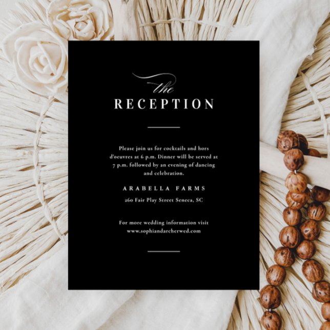 Elegant Type Black & White Wedding  Reception Enclosure Card (Creator Uploaded)