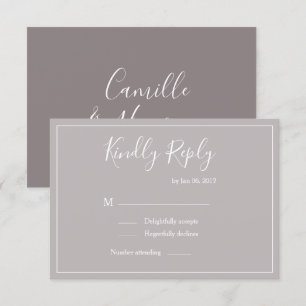 Elegant type lilac grey white modern wedding rsvp invitation