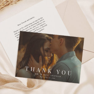 Elegant Type Minimal Photo Wedding Thank You Card