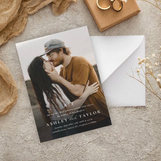 Elegant Type Monogram Photo Wedding Magnetic Invit Invitation (Creator Uploaded)