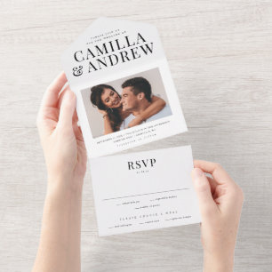 Elegant Type RSVP Photo Wedding All In One Invitation
