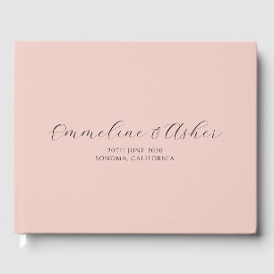 Elegant Type Script Serif Custom Pink Wedding Guest Book