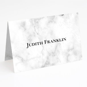 Elegant Typeface White Marble Place Cards