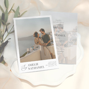 Elegant Typography 2 Engagement Photos Wedding Invitation
