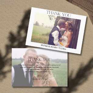 elegant typography 2 photos wedding thank you card