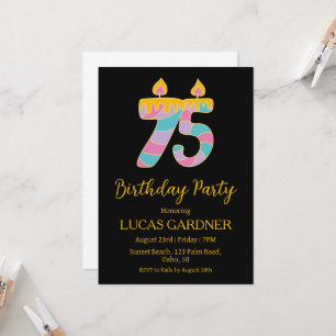 elegant typography 75th birthday invitations