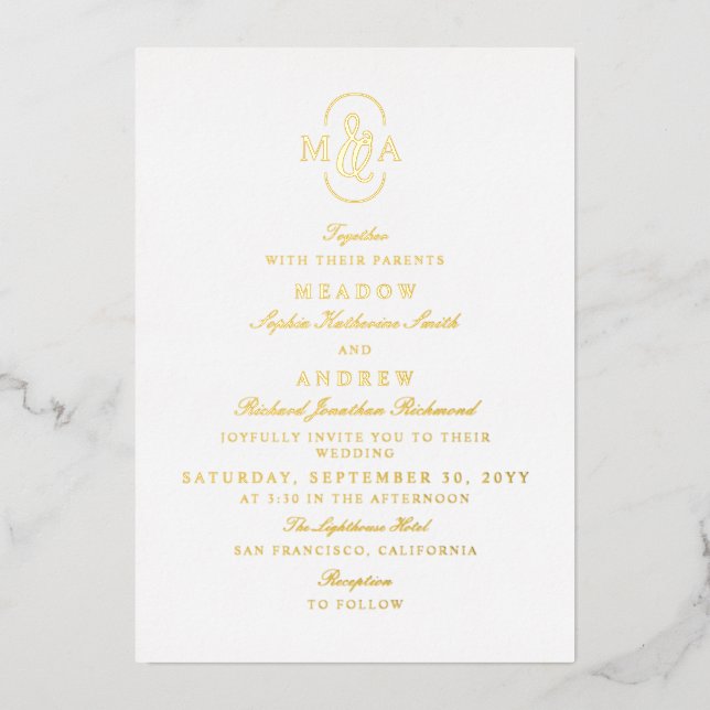 Elegant Typography Ampersand Monogram Wedding (Front)
