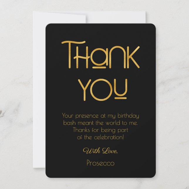 Elegant Typography Birthday Thank You Card (Front)