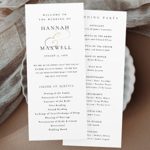 Elegant Typography Black and White Wedding Programme