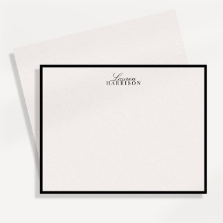 Elegant Typography Black Border Ivory Note Card