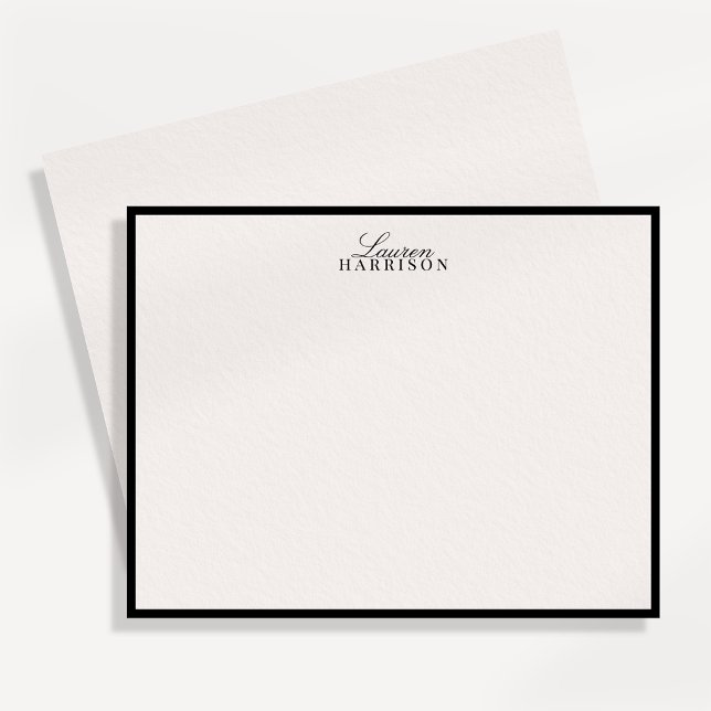 Elegant Typography Black Border Ivory Note Card (Creator Uploaded)