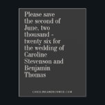 Elegant Typography Black Modern Save The Date Postcard<br><div class="desc">Classic Elegant White Typography on a Black Background Minimalist Modern Wedding Save the Date Postcard</div>