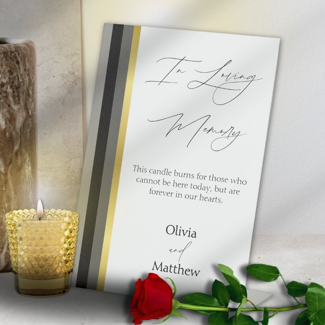 Elegant Typography Black White Gold Stripe Wedding Pedestal Sign (Creator Uploaded)