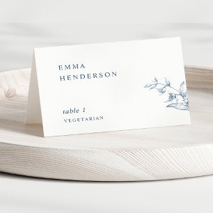 Elegant Typography Blue Wedding Place Cards