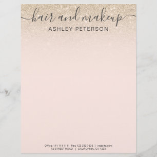 elegant typography blush light gold glitter ombre custom letterhead