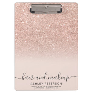 elegant typography blush rose gold glitter ombre clipboard