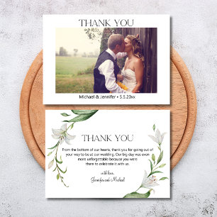 elegant typography botanical photo wedding thank you card