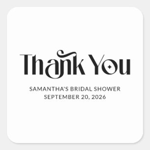 Elegant Typography Bridal Shower Thank You Square Sticker