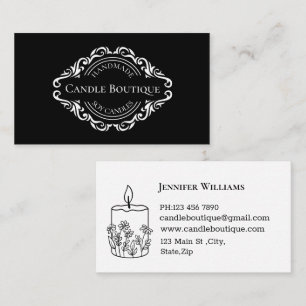 elegant  typography candle maker black and white  business card