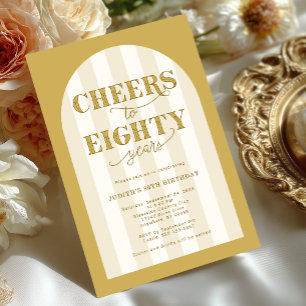 Elegant Typography Cheers 80th Birthday Invitation