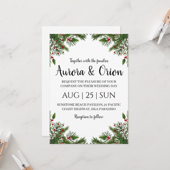 elegant typography christmas wedding cards (Front/Back In Situ)