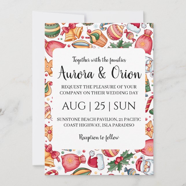 elegant typography christmas wedding cards (Front)