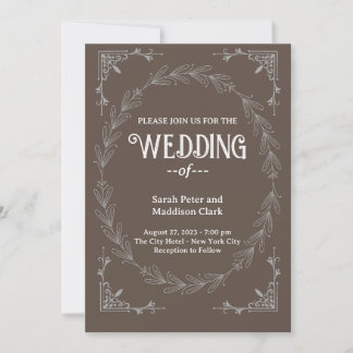 Elegant Typography Classic black white wedding Invitation