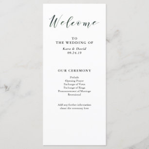 Elegant Typography Deep Green Wedding Program Programme