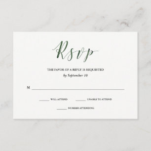 Elegant Typography Deep Green Wedding RSVP Card