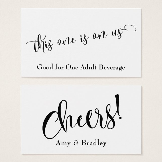 Elegant Typography Drink Tickets w/ Editable Colou (Front & Back)