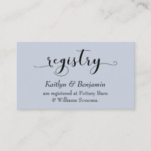 Elegant Typography Dusty Blue Wedding Registry Enclosure Card
