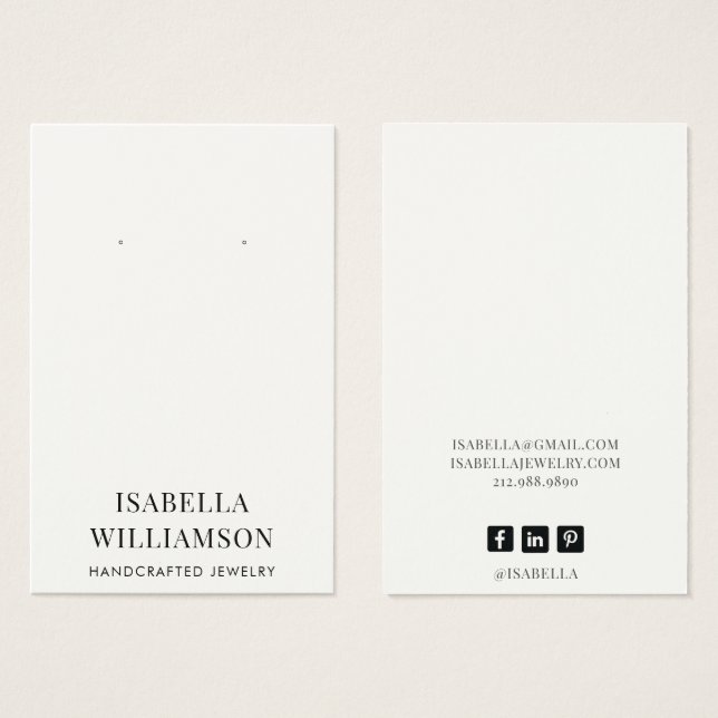 Elegant Typography Earring Jewellery Display Card (Front & Back)