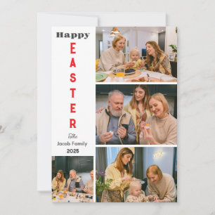 Elegant Typography Easter Family photo collage Holiday Card
